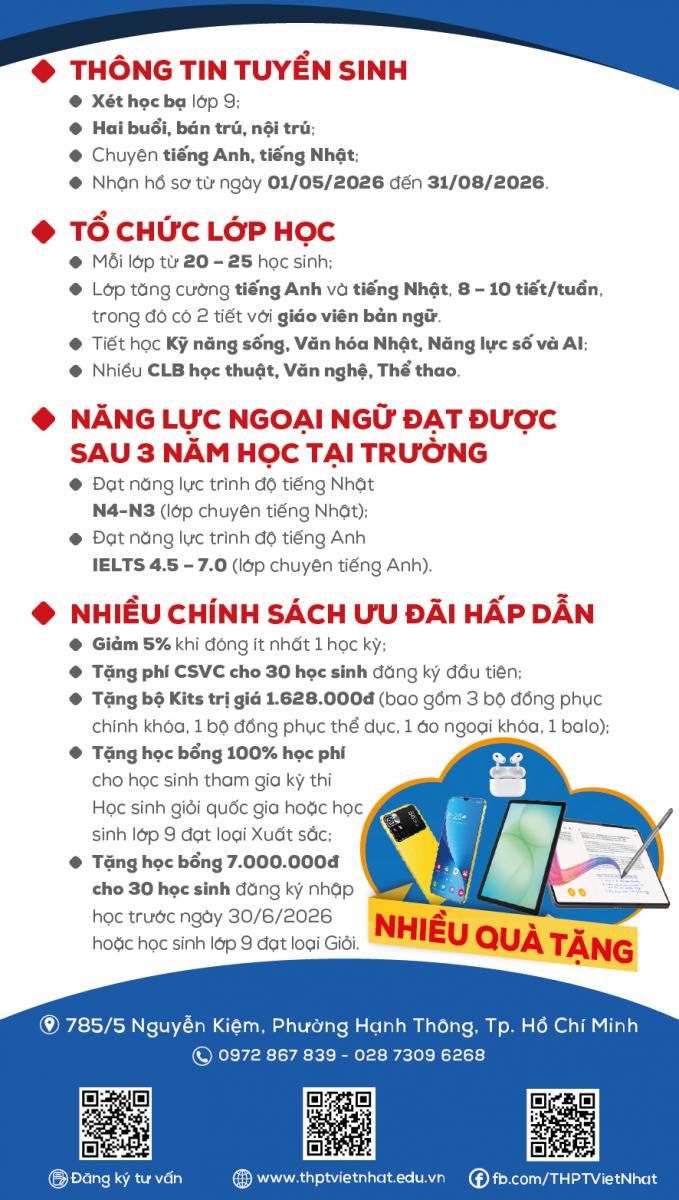 Xét tuyển học bạ vào lớp 10 năm học 2026-2027